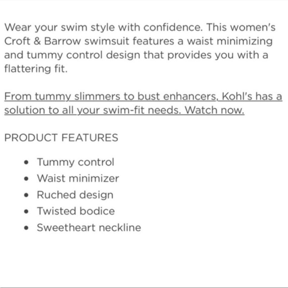 Croft & Barrow Body Sculpting One Piece Swim Suit eggplant size 22W ruched - Picture 5 of 16